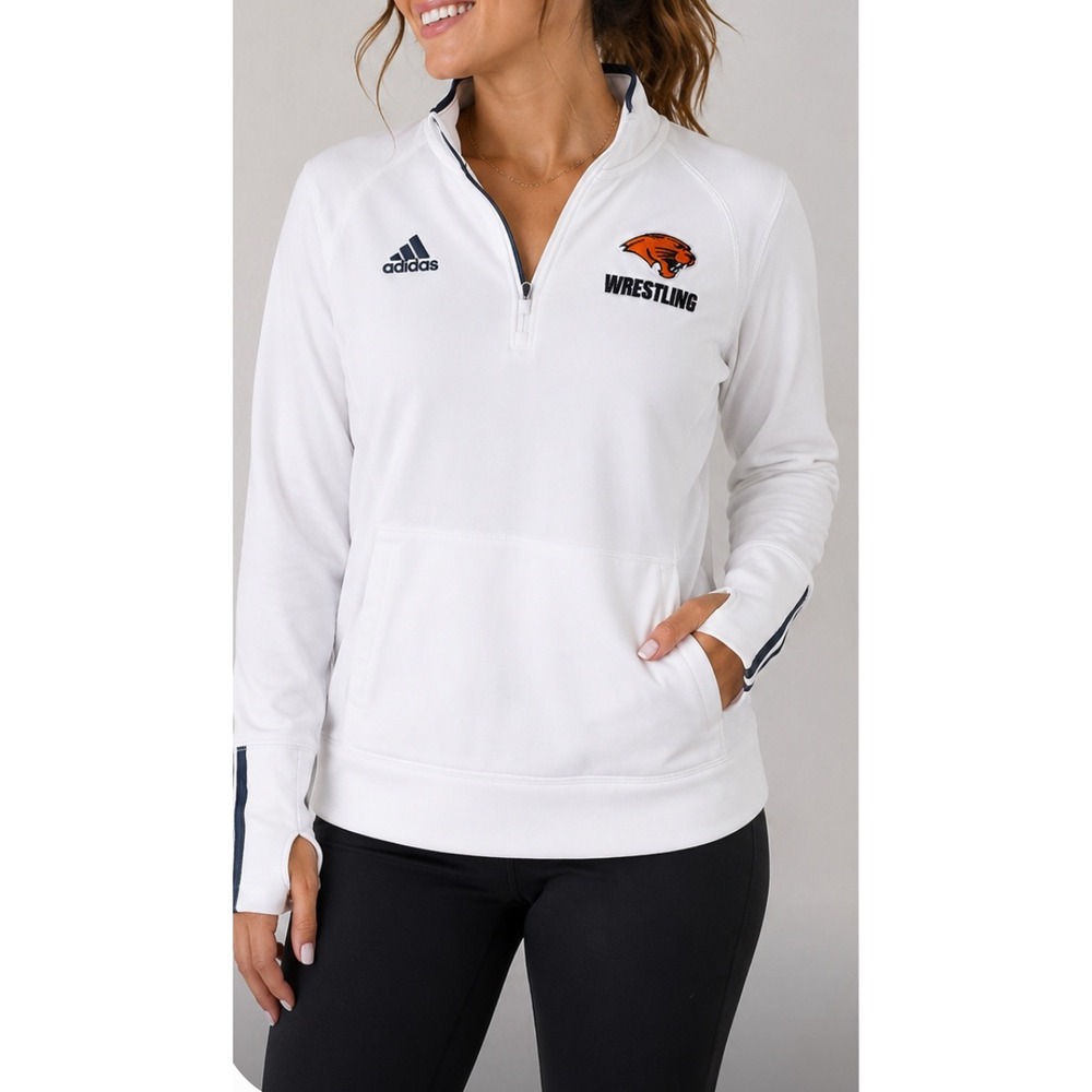 Adidas Climalite Womens White Wrestling Quarter Zip Pullover Sweatshirt Small